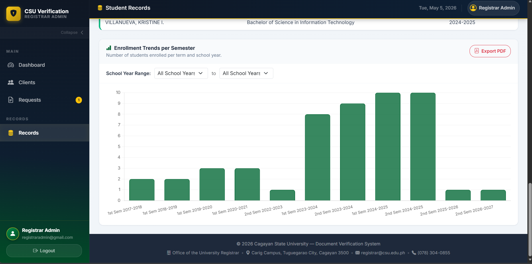 Reports Module Screenshot