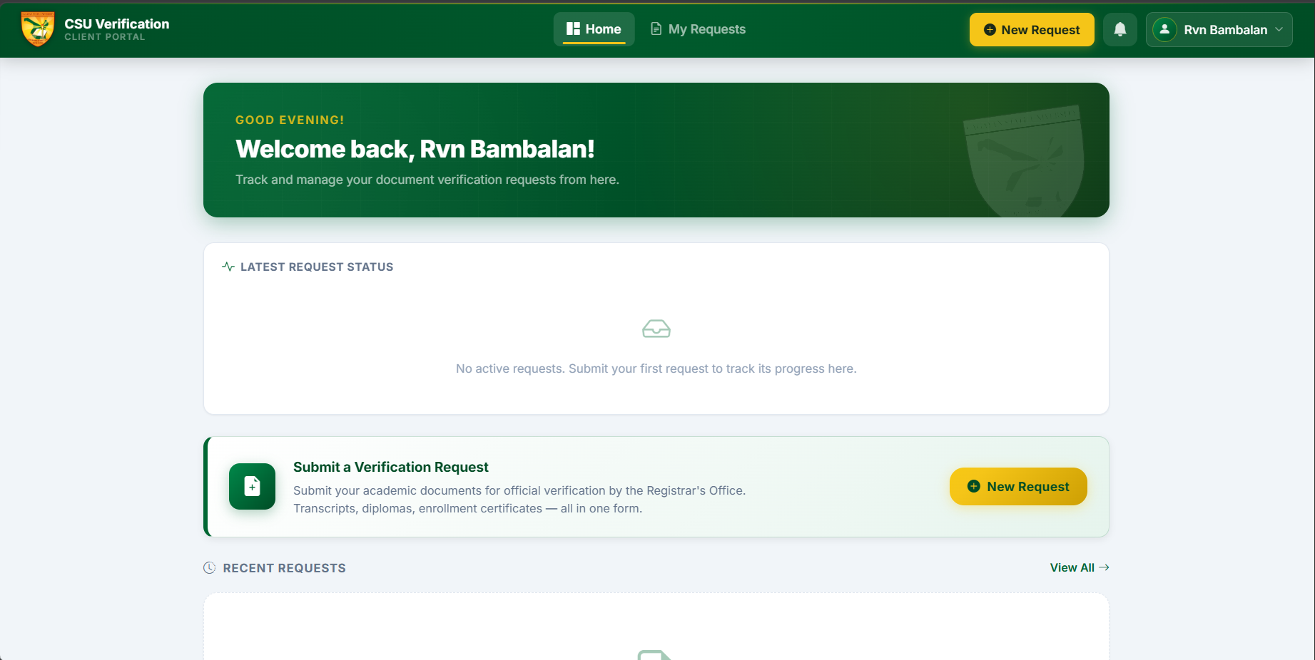 CSU Registrar Verification System Dashboard